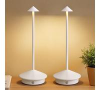 NEWSEE 2 Pack Mini Cordless Table Lamp, Portable LED Desk Lamp, 4000mAh Rechargeable Battery Powered Lighting, Stepless Dimming for Bedroom, Dining Room, Coffee Shop, Camping(White)