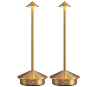 NEWSEE 2 Pack Mini Cordless Table Lamp, Portable LED Desk Lamp, 4000mAh Rechargeable Battery Powered Lighting, Stepless Dimming for Bedroom, Dining Room, Coffee Shop, Camping (Gold)