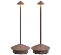 NEWSEE 2 Pack Mini Cordless Table Lamp, Portable LED Desk Lamp, 4000mAh Rechargeable Battery Powered Lighting, Stepless Dimming for Bedroom, Dining Room, Coffee Shop, Camping (Brown)
