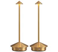 NEWSEE 2 Pack Mini Cordless Table Lamp, Portable LED Desk Lamp, 4000mAh Rechargeable Battery Powered Lighting, Stepless Dimming for Bedroom, Dining Room, Coffee Shop, Camping(Gold)