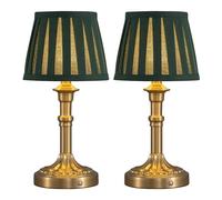 NEWSEE 2-Pack Rechargeable Cordless Table Lamp,Battery Operated Small Bedside Lamp with Fabric Shade,Stepless Dimming LED Touch Light for Living Room,Dining Room,Bedroom,Bathroom(Bronze+Green)
