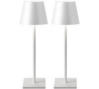 NEWSEE 2 Pack Rechargeable Cordless Table Lamp, Portable LED Desk Light Touch Lamp with 3-Color Dimming, 4000mAh Battery Operated, Waterproof Suitable for Outdoor, Garden, Restaurant, Camping (White)