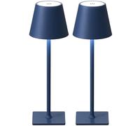 NEWSEE 2 Pack Rechargeable Cordless Table Lamp, Portable LED Desk Light Touch Lamp with 3-Color Dimming, 4000mAh Battery Operated, Waterproof Suitable for Outdoor, Garden, Restaurant, Camping (Blue)
