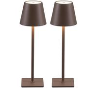 NEWSEE 2 Pack Rechargeable Cordless Table Lamp, Portable LED Desk Light Touch Lamp with 3-Color Dimming, 4000mAh Battery Operated, Waterproof Suitable for Outdoor, Garden, Restaurant, Camping (Brown)