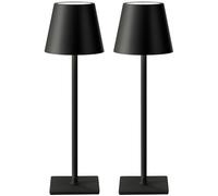 NEWSEE 2 Pack Rechargeable Cordless Table Lamp, Portable LED Desk Light Touch Lamp with 3-Color Dimming, 4000mAh Battery Operated, Waterproof Suitable for Outdoor, Garden, Restaurant, Camping (Black)