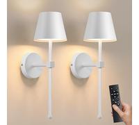 NEWSEE Battery Operated Wireless Wall Sconces Set of 2, 5200mAh Rechargeable LED Small Wall Lights,Dimmable Cordless Lamp for Wall Painting,Living Room,Bedroom, Hallway,Gifts,Night Light(White)