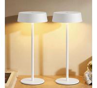 NEWSEE Contemporary Cordless Table Lamp Set of 2, Waterproof, Rechargeable 5000mAh Battery-Powered, Dimming Night Light for Bedroom, Dining Room, Bar, and Outdoor Use (White)