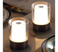 NEWSEE Cordless LED Small Touch Lamps, Portable Restaurant Table Lamp, Rechargeable Battery Powered Waterproof Desk Light for Party, Outdoor, Camping, Bedroom, Bar, Night Light, Gifts (Black 2pcs)