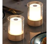 NEWSEE Cordless LED Small Touch Lamps, Portable Restaurant Table Lamp, Rechargeable Battery Powered Waterproof Desk Light for Party, Outdoor, Camping, Bedroom, Bar, Baby Night Light, Gifts (Gold 2pcs)
