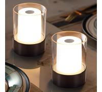 NEWSEE Cordless Rechargeable LED Table Lamp, Portable Waterproof Touch Small Bedside Lamp Kids Night Light for Bedroom Decoration, Baby Night Light, Bathroom, Feeding, Bar (Black-2 (PE Plastic))