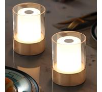 NEWSEE Cordless Rechargeable LED Table Lamp, Portable Waterproof Touch Small Bedside Lamp Kids Night Light for Bedroom Decoration, Baby Night Light, Bathroom, Feeding, Bar (Gold-2 (PE Plastic))