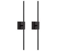 NEWSEE LED Rechargeable Black Wall Sconces Set of Two, 5200mah Battery Operated Dimmable with Remote Control Wall Light Indoor, Lighting for Living Room, Bedroom, Stairs, Hallway (23.6 inch)