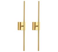 NEWSEE LED Rechargeable Gold Wall Sconces Set of Two, 5200mah Battery Operated Wireless Dimmable with Remote Control Wall Light Indoor, 360° Rotate Lighting for Living Room, Hallway(23.6 inch)