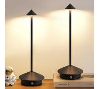 NEWSEE Modern Cordless Table Lamp Set of 2, Portable LED Desk Lamps, 5000mAh Rechargeable Battery Operated Lighting for Bedroom Dining Room Restaurant Coffee Shop Camping Night Light (Black)