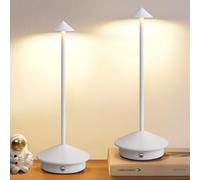 NEWSEE Modern Cordless Table Lamp Set of 2, Portable LED Desk Lamps, 5000mAh Rechargeable Battery Operated Lighting for Bedroom Dining Room Restaurant Coffee Shop Camping Night Light (White)