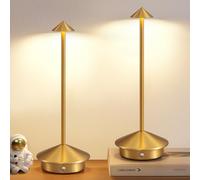 NEWSEE Modern Cordless Table Lamp Set of 2, Portable LED Desk Lamps, 5000mAh Rechargeable Battery Operated Lighting for Bedroom Dining Room Restaurant Coffee Shop Camping Night Light (Gold)