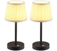 NEWSEE Rechargeable Cordless Table lamp, 4000mAh Battery-Operated Portable LED Desk lamp, Suitable for Camping, Coffee Shops, Dining Rooms, and bedrooms (Black + Beige Lampshde (2 Pack))