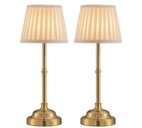 NEWSEE Touch Rechargeable Cordless Table Lamp, Portable Dimmable LED Retro Bedside Light, 4000mAh Battery Powered, Suitable for Indoor, Outdoor, bar,Camping. (Bronze + Beige Lampshde (2 Pack))