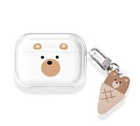 Newseego Case Compatible with Airpods Pro, Cute Bear Cartoon Design Airpods Pro Case for Girls and Women [Front LED Visible] Clear Soft TPU Protective Cover Case for Airpods Pro