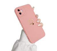 Newseego Case Compatible with iPhone 11 Fashion Gold Love-Heart Pattern Design Flexible Soft Liquid Silicone Phone Case Shockproof Protective Cover with All-inclusive Lens for iPhone 11