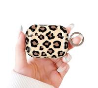 Newseego Case for Airpods Pro 3, Cute Leopard Print Designs Clear Aesthetic Protective Cover with Keyring Shockproof Soft TPU Girls Women Case for Airpods Pro 3rd Generation (2025)- Brown