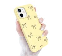 Newseego Case for iPhone 12/12 Pro, Cute Polka Dot Bow Design with Love Heart Side Trim for Girls Women Soft Slim TPU Shockproof Cover with Raised Edges Protection for iPhone 12 / iPhone 12 Pro-Yellow