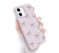Newseego Case for iPhone 12/12 Pro, Cute Polka Dot Bow Design with Love Heart Side Trim for Girls Women Soft Slim TPU Shockproof Cover with Raised Edges Protection for iPhone 12 / iPhone 12 Pro-Purple