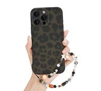Newseego Case for iPhone 16 Pro Max, Tortoise Shell Leopard Print Pattern Cover with Chain for Girls Woman Cute Aesthetic Slim Flexible TPU Shockproof Case for iPhone 16 Pro Max-Retro Grey Green Amber