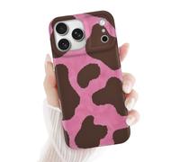Newseego Case for iPhone 17 Pro Max, Cute Aesthetic Cow Print Pattern Design for Girls Woman Slim Hard PC + Soft TPU Shockproof Phone Cover with Raised Edge Protection for iPhone 17 Pro Max-Rose Red