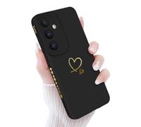 Newseego Case for Samsung Galaxy S25, Cute Love Heart Pattern Phone Case Flexible Liquid Silicone All-inclusive Lens Design Shockproof Protective Bumper Cover for Samsung Galaxy S25-Black
