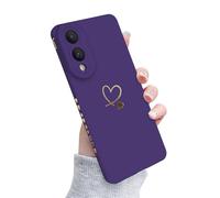Newseego Case for Samsung Galaxy S25 Edge, Cute Love Heart Pattern Phone Case Flexible Liquid Silicone All-inclusive Lens Design Shockproof Protective Bumper Cover for Samsung Galaxy S25 Edge-Purple