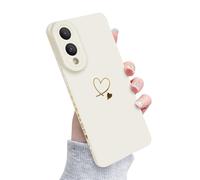 Newseego Case for Samsung Galaxy S25 Edge, Cute Love Heart Pattern Phone Case Flexible Liquid Silicone All-inclusive Lens Design Shockproof Protective Bumper Cover for Samsung Galaxy S25 Edge-White