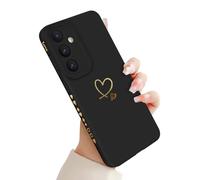 Newseego Case for Samsung Galaxy S25 Plus, Cute Love Heart Pattern Phone Case Flexible Liquid Silicone All-inclusive Lens Design Shockproof Protective Bumper Cover for Samsung Galaxy S25 Plus-Black