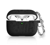 Newseego Flower Carving Case Compatible with Airpods Pro 2nd Generation Cover, Cute Pattern Soft Silicone [Front LED Visible] Shockproof Protective Airpods Pro 2 Case with Carabiner - Black