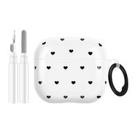 Newseego for AirPods 4 Case with Cleaning Kit, Cute Love Heart Pattern Case with Keychain Ring for Girls Women Soft TPU Shockproof Protection Cover for Airpods 4rd Generation - White