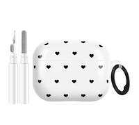 Newseego for AirPods Pro 3 Case with Cleaning Kit, Cute Love Heart Pattern Case with Keychain Ring for Girls Women Soft TPU Shockproof Protection Cover for Airpods Pro 3rd Generation - White