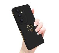 Newseego for Samsung Galaxy S26 Case, Cute Love Heart Pattern Phone Case Flexible Liquid Silicone All-inclusive Lens Design Shockproof Protective Bumper Cover for Samsung Galaxy S26-Black