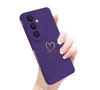Newseego for Samsung Galaxy S26 Case, Cute Love Heart Pattern Phone Case Flexible Liquid Silicone All-inclusive Lens Design Shockproof Protective Bumper Cover for Samsung Galaxy S26-Purple