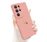 Newseego for Samsung Galaxy S26 Ultra Case, Cute Love Heart Pattern Phone Case Flexible Liquid Silicone All-inclusive Lens Design Shockproof Protective Bumper Cover for Samsung Galaxy S26 Ultra-Pink