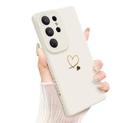 Newseego for Samsung Galaxy S26 Ultra Case, Cute Love Heart Pattern Phone Case Flexible Liquid Silicone All-inclusive Lens Design Shockproof Protective Bumper Cover for Samsung Galaxy S26 Ultra-White