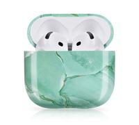 Newseego Hard PC Earphones Case Compatible with AirPods 4th Generation 2024, Fashion Marble Print Design Full Body Shockproof Anti-scratch Protective Charging Pod Cover for AirPods 4 Gen-Green