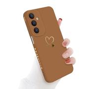 Newseego Phone Case for Samsung Galaxy A16, Cute Gold Love Heart Pattern Phone Cover Flexible Liquid Silicone All-inclusive Camera Lens Shockproof Protective Cover for Samsung Galaxy A16-Coffee