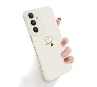 Newseego Phone Case for Samsung Galaxy A16, Cute Gold Love Heart Pattern Phone Cover Flexible Liquid Silicone All-inclusive Camera Lens Shockproof Protective Cover for Samsung Galaxy A16-White