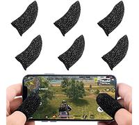 Newseego PUBG Mobile Game Finger Sleeve [6 Pack], Touch Screen Finger Sleeve Breathable Anti-Sweat Sensitive Shoot and Aim Keys for Rules of Survival/Knives Out for Android & IOS (Black)