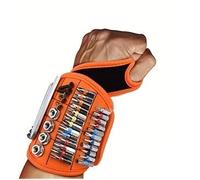 NewShark Magnetic Bracelet - Strong Magnets Hold Screws, Nails, Drill Bits - Durable and Washable Fabric in Orange - Ideal for Fathers, Boyfriends, Handymen, Entrepreneurs