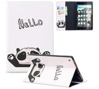 Newshine Case for Kindle Fire HD 8 Tablet, Premium PU Leather Folio Wallet Stand Auto Wake Up/Sleep Cover for All-New Fire HD 8 (8th/7th/6th Generation, 2018/2017/2016 Release) - Hello Panda