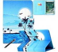 Newshine Universal-Schutzhülle für 6.5-7.5 Zoll (16.5 -19 cm) Tablets, PU-Leder, Standfunktion, Folio Schutzhülle für Samsung Galaxy Tab 7.0,7.5 Zoll Tablet Modelle, 1 Sea & Coco Tree