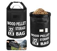NewShot 2PCS 22LB Waterproof Wood Pellet Storage Bag - 500D PVC Charcoal Storage Container with Dual Handles, Label Pocket & Buckle