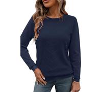 Newshows Jumpers for Women UK Long Short Sleeve Knitted Sweater Tops Casual Blouse Autumn Spring Shirt Knitwear Navy Blue,M