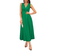 Newshows Summer Dresses for Women UK Elegant Evening Party Wedding Guest Dress V-Neck Sleeveless Long Dress Green,XXL